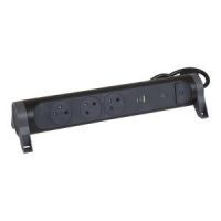 Przedłużacz PREMIUM obrotowy 3X2P+Z USB A+C z ogr. przepięć z przew. 1,5m 3X1.0mm2 czarny/grafitowy | 049425 Legrand