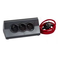 Przedłużacz z podstawką na tablet 3X2P+Z, 2XUSB A, z przewodem 1.5m 3X1.5mm2 czarny | 050411 Legrand