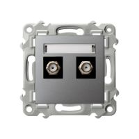 Gniazdo antenowe typu F podwójne szary mat SZAFIR | GPA-2ZF/m/70 Ospel