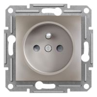 Gniazdo pojedyncze z/u z przesłonami styków bez ramki 16A 230V brąz, Asfora | EPH2800269 Schneider Electric