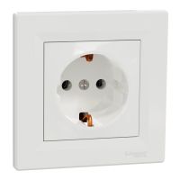 Gniazdo pojedyncze z/u Schuko białe 16A 250V, Asfora | EPH2900121 Schneider Electric