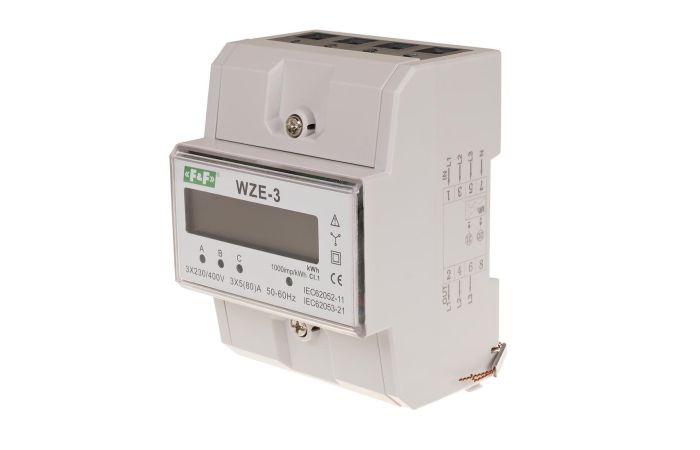Licznik energii elektrycznej 3-fazowy 80A, MID | WZE-3 F&F