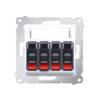 Gniazdo głośnikowe 4-krotne z polem opisowym, biały DGL34.01/11 Simon 54 | DGL34.01/11 Kontakt Simon