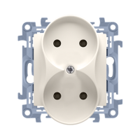 Gniazdo wtyczkowe podwójne b/u (moduł) 16A, 250V~, zaciski śrubowe, krem CG2M.01/41 Simon 10 | CG2M.01/41 Kontakt Simon