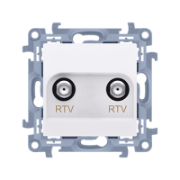 Gniazdo antenowe R-TV-R-TV (moduł), 1x wejście: 5-1000MHz, biały CAK2F.01/11 Simon 10 | CAK2F.01/11 Kontakt Simon