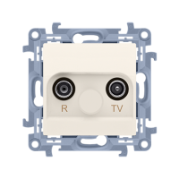 Gniazdo antenowe R-TV przelotowe tłumienie TV i R:10dB, krem CAP10.01/41 Simon 10 | CAP10.01/41 Kontakt Simon