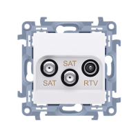 Gniazdo antenowe satelitarne podwójne SAT-SAT-RTV, biały CASK2.01/11 Simon 10 | CASK2.01/11 Kontakt Simon