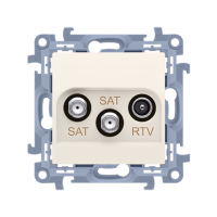 Gniazdo antenowe satelitarne podwójne SAT-SAT-RTV, krem CASK2.01/41 Simon 10 | CASK2.01/41 Kontakt Simon