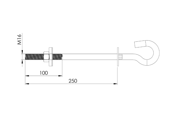 Śruba hakowa M16-250 ocynk ogniowy S3012C | S3012C Alpar