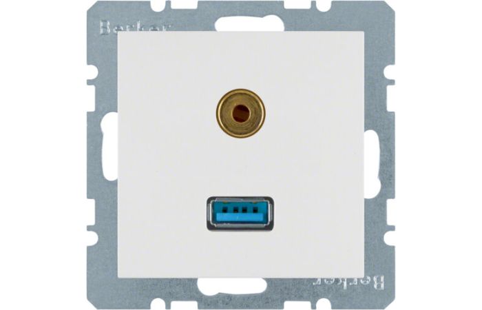 Gniazdo USB/3,5mm audio, biały, połysk, B.x/S.1 | 3315398989 Hager