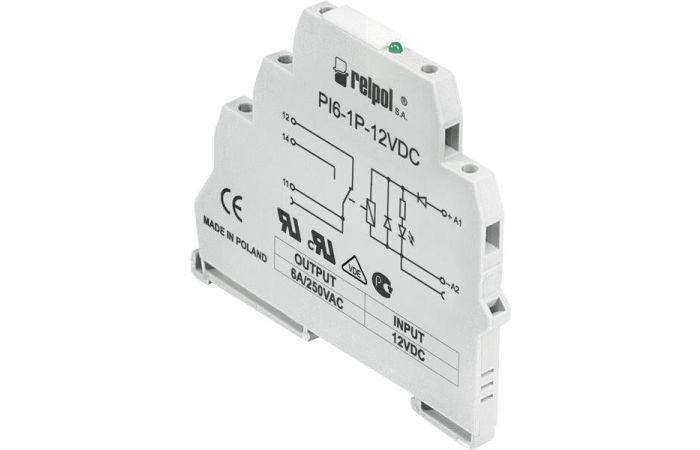 Przekaźnik Interfejsowy 6A 12VDC IP20, PI6-1P-12VDC (SZARE) (CE) | 858549 Relpol