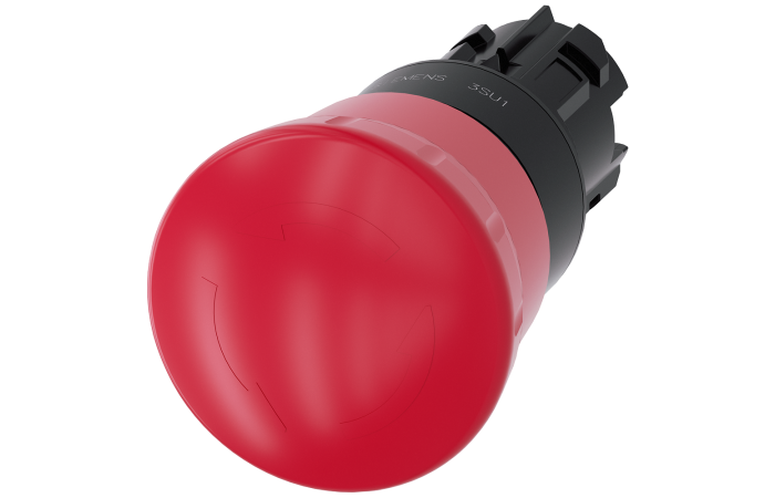 Przycisk grzybkowy awaryjny, STOP, 22mm, okrągły, plastikowy, czerwony, SIRIUS ACT | 3SU1000-1HB20-0AA0 Siemens
