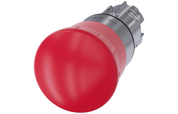 Przycisk grzybkowy awaryjny 22mm, okrągły, metal błyszczący, czerwony, wymuszone blok., SIRIUS ACT | 3SU1050-1HB20-0AA0 Siemens