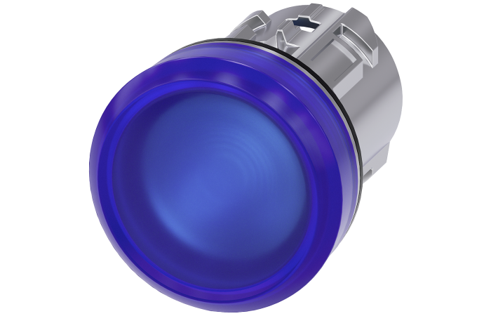 Lampka sygnalizacyjna 22mm okrągła, metal błyszczący, niebieska, gładka, SIRIUS ACT | 3SU1051-6AA50-0AA0 Siemens