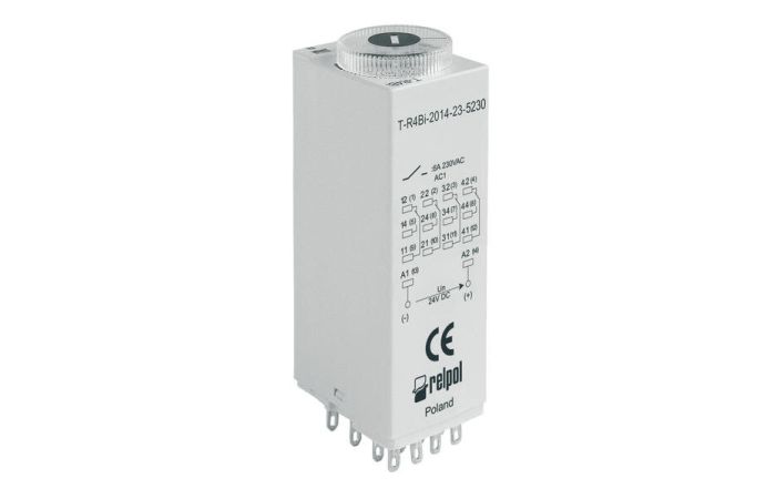 Przekaźnik czasowy jednofunkcyjny 6A 230VAC IP20, T-R4E-2014-23-5230 | 854016 Relpol