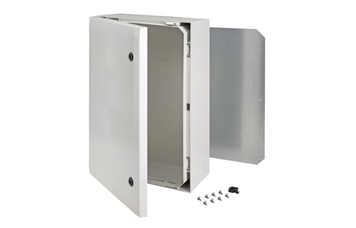 Szafka 600x400x210-Drzwi zamkn 2-pkt, zawiasy na dł boku, z płytą montaż ARCA 604021 | 8120012 Fibox