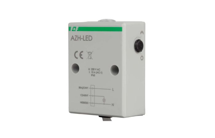 Automat zmierzchowy AZH-LED 230V/10A z wewn. czujnikiem światłoczułym do załączania oświetlenia LED | AZH-LED F&F