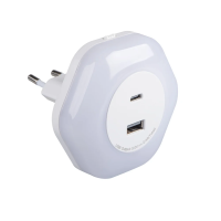 Lampka wtykowa z gniazdem BOLA LED 2XUSB A/C WW W ciepłobiała 3000K kolor biały | 37397 Kanlux