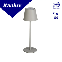 Lampka stołowa bezprzewodowa INITA LED IP54 GR ciepłobiała 3000K max 138lm kolor szary | 36326 Kanlux