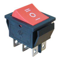 Przełącznik kołyskowy, trójpozcyjny, czerwony, napis I-0-II 16(6)A, 250V AC(1szt) | TES-52 Tracon