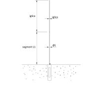 Maszt odgromowy stalowy na fundamencie betonowym, H=6000mm, ocynk ogniowy | AH35011 AH Hardt