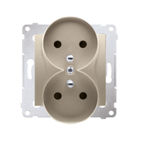 Gniazdo wtyczkowe podwójne z/u z przesłoną 16A zac. śrubowe, złoty DGZ2MZN.01/44 Simon 54 Nature | DGZ2MZN.01/44 Kontakt Simon