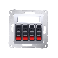 Gniazdo głośnikowe 4-krotne z polem opisowym, srebrny mat DGL34.01/43 Simon 54 | DGL34.01/43 Kontakt Simon