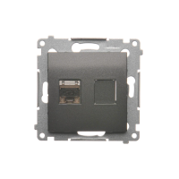 Gniazdo komputerowe pojedyncze RJ45 kat 6 ekr. z osłoną przeciwkurzową antracyt D61E.01/48 Simon 54 | D61E.01/48 Kontakt Simon