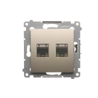 Gniazdo komputerowe podwójne RJ45 kat. 6, ekr. z osłoną przeciwkurzową, złoty D62E.01/44 Simon 54 | D62E.01/44 Kontakt Simon