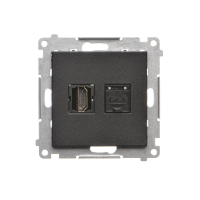 Gniazdo HDMI + RJ45 kat.6. (moduł), Czarny mat Simon 55 | TGHRJ45.01/149 Kontakt Simon