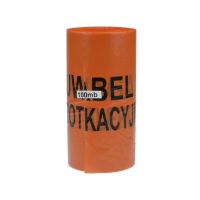 Folia, taśma kablowa telekomunik 15/0,1mm pomarańcz UWAGA KABEL TELEKOMUNIKACYJNY (opak 100m) | WEG-1130361 Nowicki