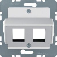 Płytka czołowa do gniazda modularnego Krone, alu mat, lakierowany, B.Kwadrat/B.7 | 14641404 Hager