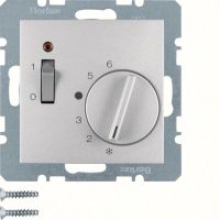 Regulator temperatury pomieszczenia zestyk zwierny, el.centralny, łącznik, dioda, alu, B.x | 20301404 Hager