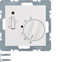 Regulator temperatury pomieszczenia zestyk zwierny, el.centralny, łącznik, dioda, biały, B.3/B.7 | 20301909 Hager