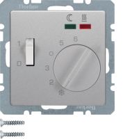 Regulator temperatury podłogowej zestyk zwierny, el.centralny, łącznik, 2 diody LED, alu, lakier Q.x | 20346084 Hager