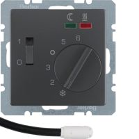 Regulator temperatury podłogowej zestyk zwierny, el.centralny, łącznik, 2 diody LED, antracyt lakier | 20346086 Hager