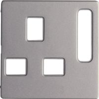 Płytka czołowa do gniazda z uziem. standard brytyjski, alu aksamit, lakierowany, Q.x | 3313076084 Hager
