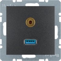 Gniazdo USB/3,5mm audio, antracyt, mat, B.x | 3315391606 Hager