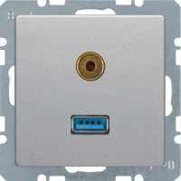 Gniazdo USB/3,5mm audio, alu aksamit, lakierowany, Q.x | 3315396084 Hager