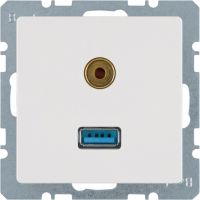 Gniazdo USB/3,5mm audio, biały, aksamit, Q.x | 3315396089 Hager