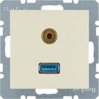 Gniazdo USB/3,5mm audio, kremowy, połysk, B.Kwadrat/S.1 | 3315398982 Hager