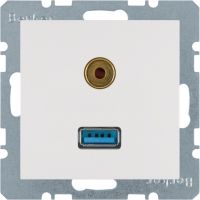 Gniazdo USB/3,5mm audio, biały, połysk, B.x/S.1 | 3315398989 Hager