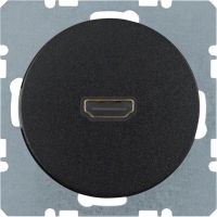Gniazdo HDMI z przyłączem 90st. czarny, połysk, R.1/R.3 | 3315432045 Hager
