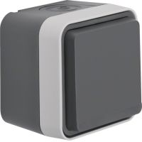 Gniazdo Schuko 2P+Z z pokrywą, kompletne, IP55, szary, W.1 | 47403515 Hager