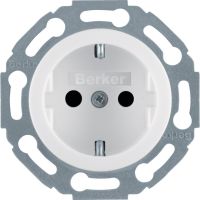 Gniazdo Schuko z podwyższoną ochroną styków, samozaciski, biały, Serie 1930/Glas | 4755 Hager