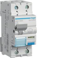Wyłącznik różnicowo-prądowy z członem nadprądowym 1P+N 10kA C 16A/30mA Typ A, RCBO | ADA566D Hager