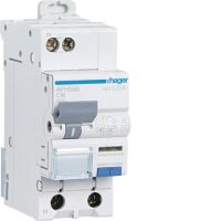 Wyłącznik różnicowoprądowy krótkozwłoczny z członem nadprądowym 1P+N 6kA C 16A/300mA Typ A-HI, RCBO | AFH966 Hager