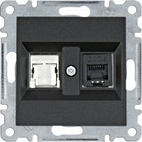 Gniazdo RJ11/12 + RJ45, czarny, Lumina | WL2213 Hager