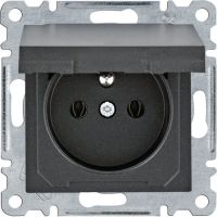 Gniazdo zasilające z/u i pokrywą, 16 A/250 VAC, czarny, Lumina | WL1123 Hager
