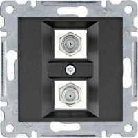 Złącze podwójne typu F, czarny, Lumina | WL3263 Hager